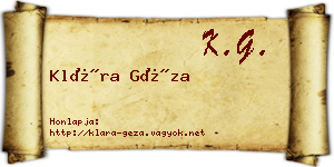 Klára Géza névjegykártya