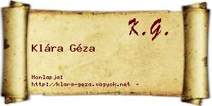 Klára Géza névjegykártya